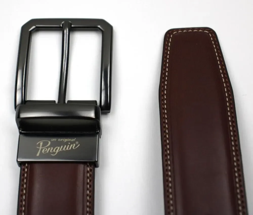 Original Penguin Belt Mens Size 30 Brown Leather Dress Solid Metal Buckle New